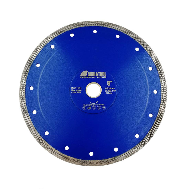 SHDIATOOL Diamant Trennscheibe 230MM Turbo Mesh Diamantklinge mit X Felgensegment für Hart Keramik P