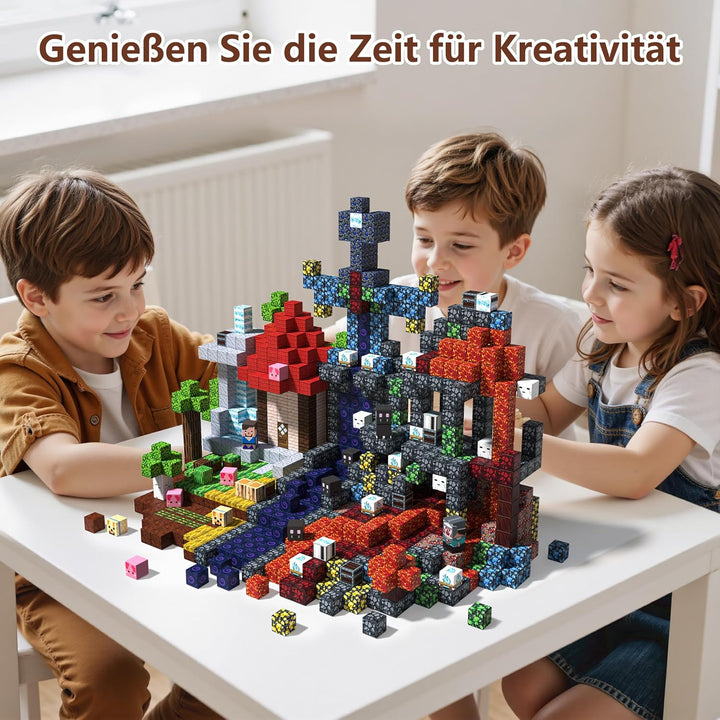 Magnetbausteine 150 Stück, 3D Pixel Magnetische Fliesen, STEM Bildendes Bauspielzeug, Sichere Glatte