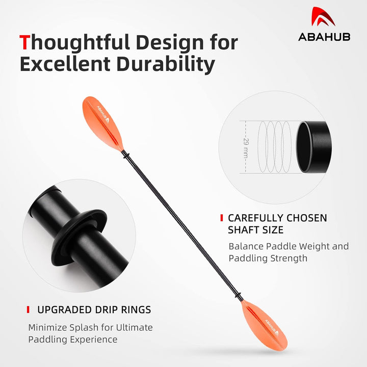 Abahub 218/230/241cm Kajak Paddel Aluminium Doppelpaddel mit Paddelleine für Kajakfahren Ruderboot K