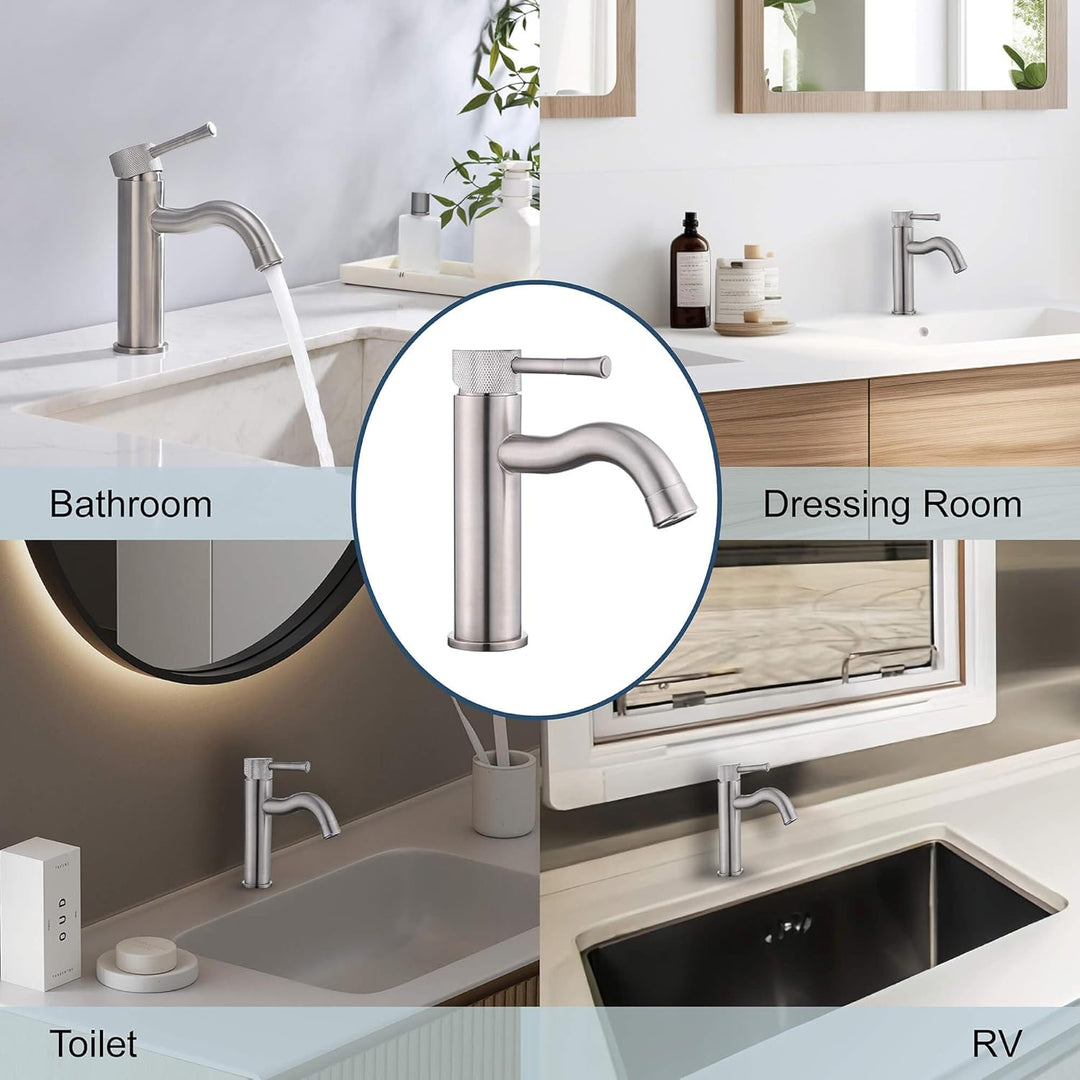 Armatur Badezimmer aus Gebürstetes Nickel mit Verlängerung,Strahlregler,Waschtisch Waschtisch,Wasser