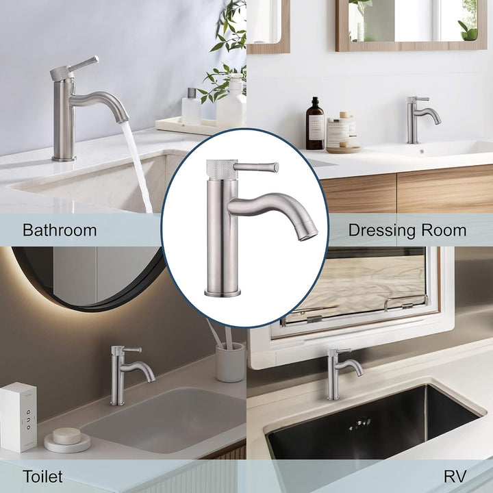 Armatur Badezimmer aus Gebürstetes Nickel mit Verlängerung,Strahlregler,Waschtisch Waschtisch,Wasser