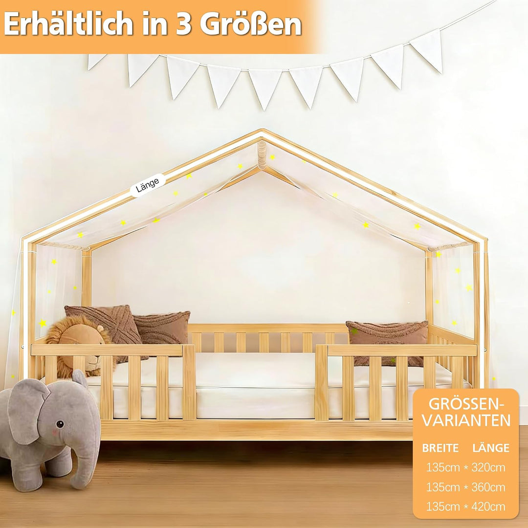 Hook Hausbett Himmel Betthimmel für Hausbett Kinder – Leuchtender Sternenhimmel Stoffhimmel für Haus