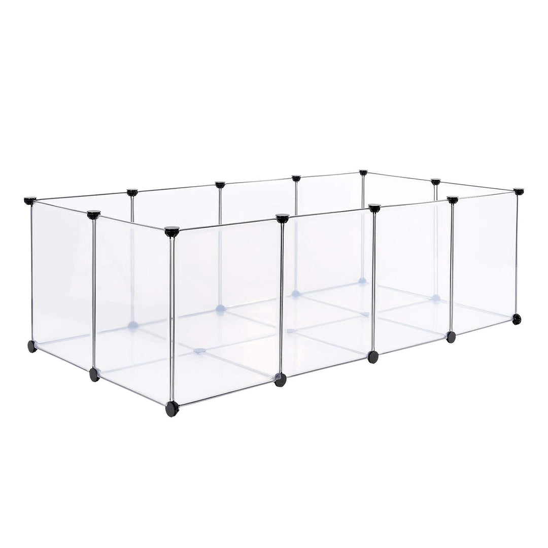 lionto Freigehege aus Kunststoff Kleintierauslauf Innengehege für Kleintiere erweiterbar 145x74x47