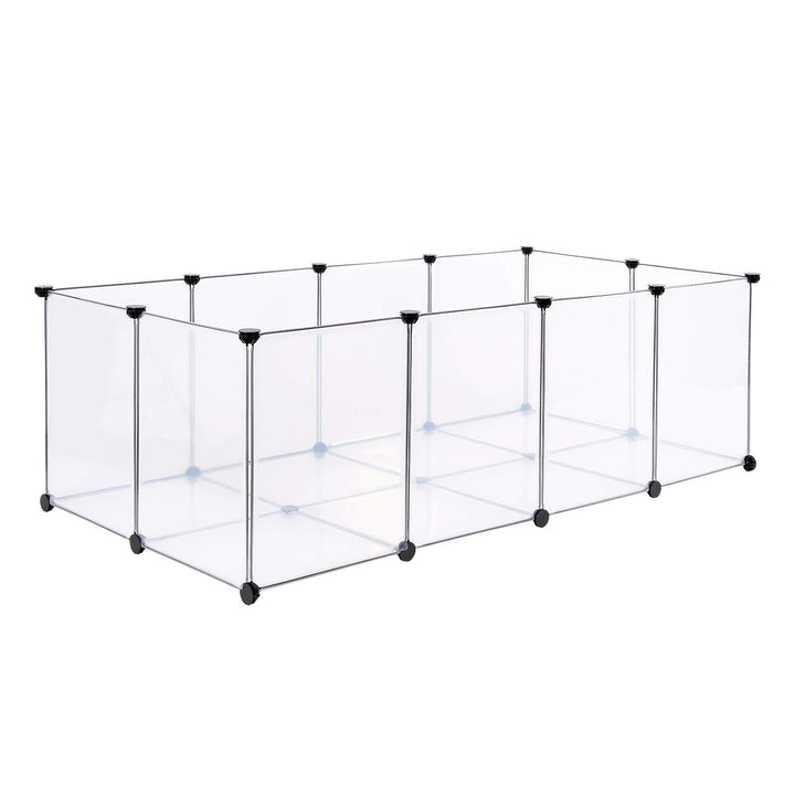lionto Freigehege aus Kunststoff Kleintierauslauf Innengehege für Kleintiere erweiterbar 145x74x47