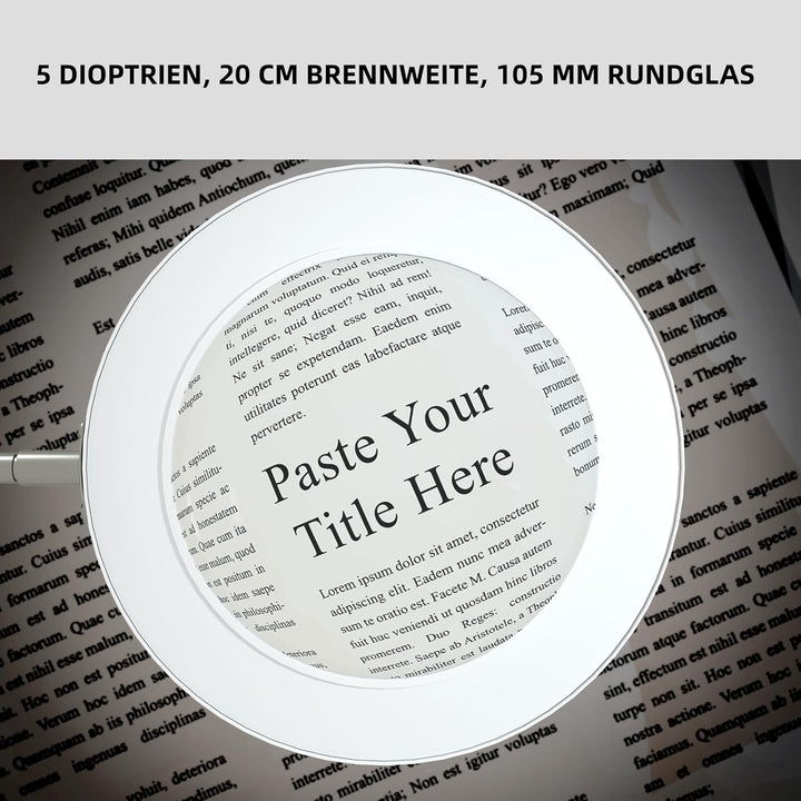 Beyamz LED Lupenleuchte, Arbeitsplatzlampe, 5 Dioptrien Lupe mit Licht - mit Klemme, Schwenkarm, Dim