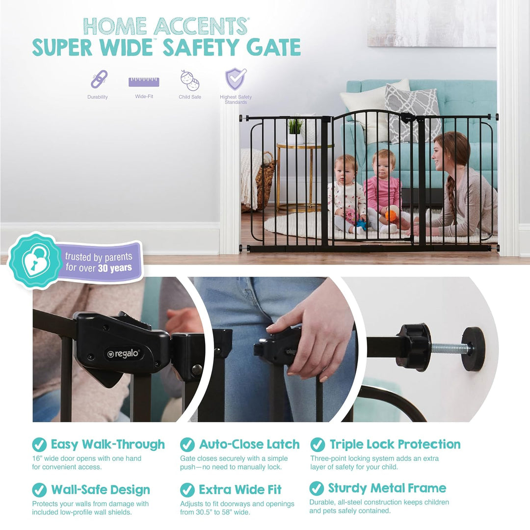 Regalo Arched Decore Easy Step Extra Wide Baby Gate