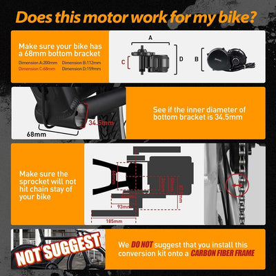 Bafang Mittelmotor 250w 36V mit Akku BBS01B G340 ebike Umbausatz Mit Bafang Display, Batterie (Optio
