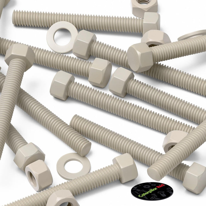 10 x PPS-Sechskantschrauben, M5 x 40mm, Plastikschrauben und -muttern, Unterlegscheiben, Polyphenyle
