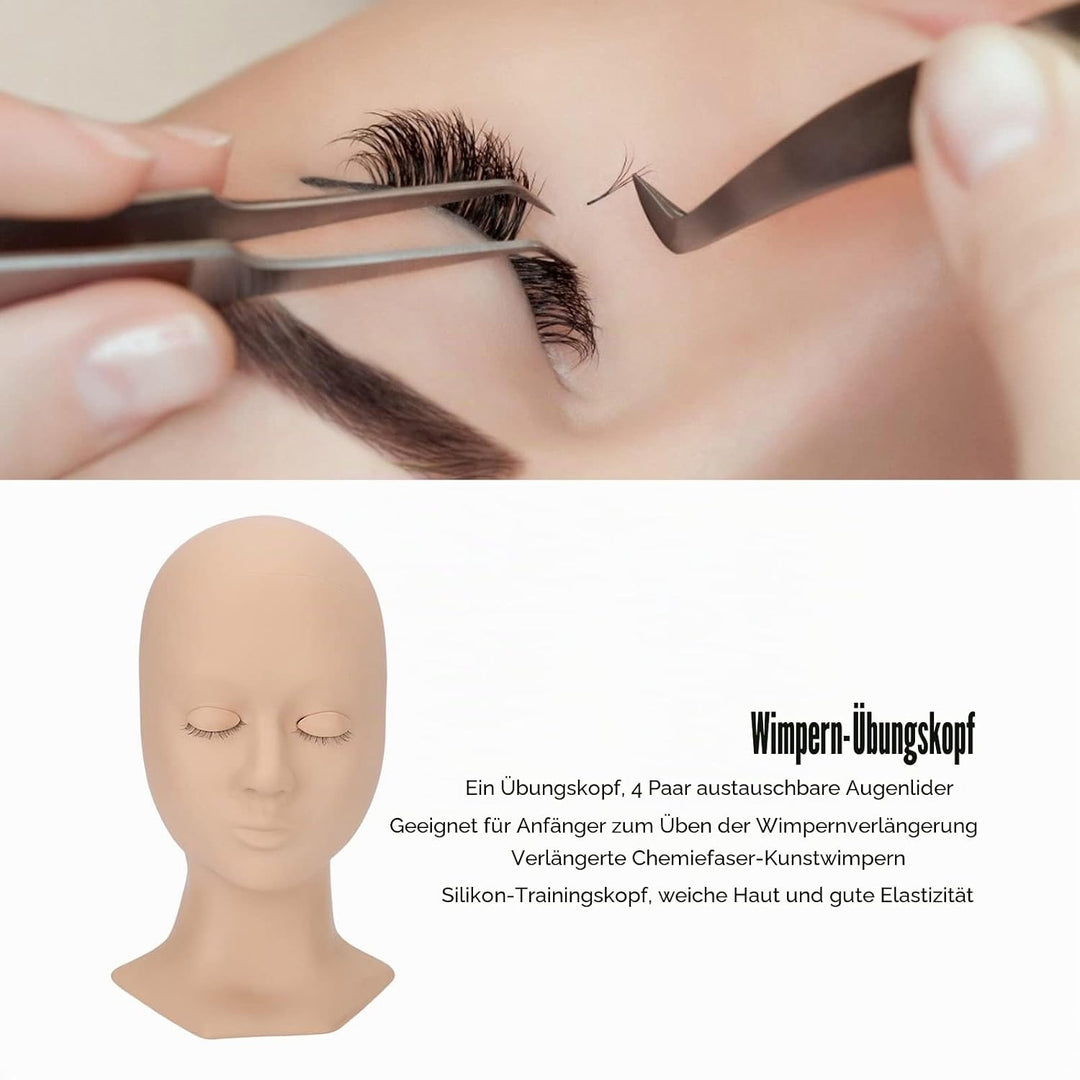 Wimpern-Mannequin-Kopf, Wimpernverlängerungs-Trainings-Mannequin-Kopf, Weiches Silikon, Abnehmbare A