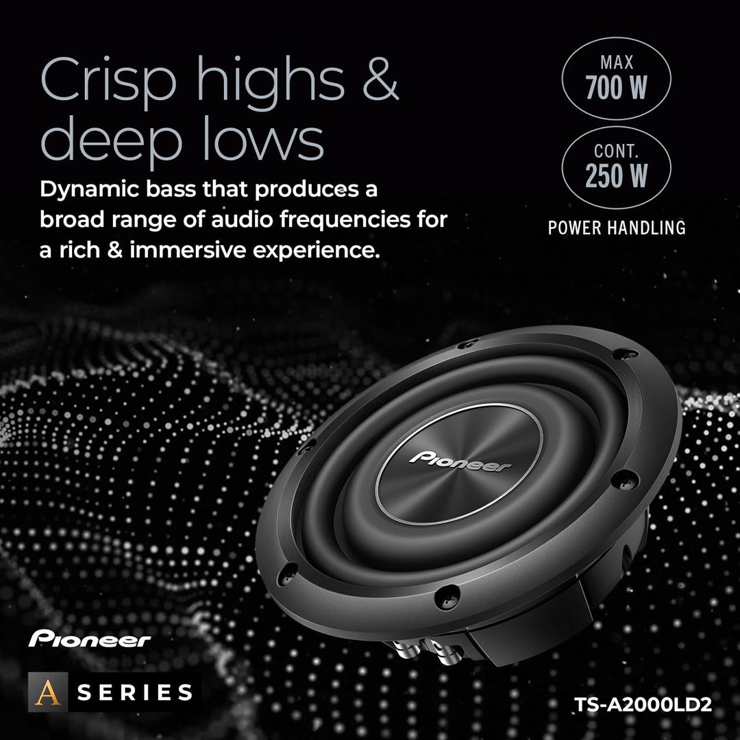Pioneer TS-A2000LD2 Passiv Subwoofer, leistungsstarker Subwoofer mit 700 W Maximalleistung, 20 cm, 6