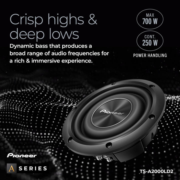 Pioneer TS-A2000LD2 Passiv Subwoofer, leistungsstarker Subwoofer mit 700 W Maximalleistung, 20 cm, 6