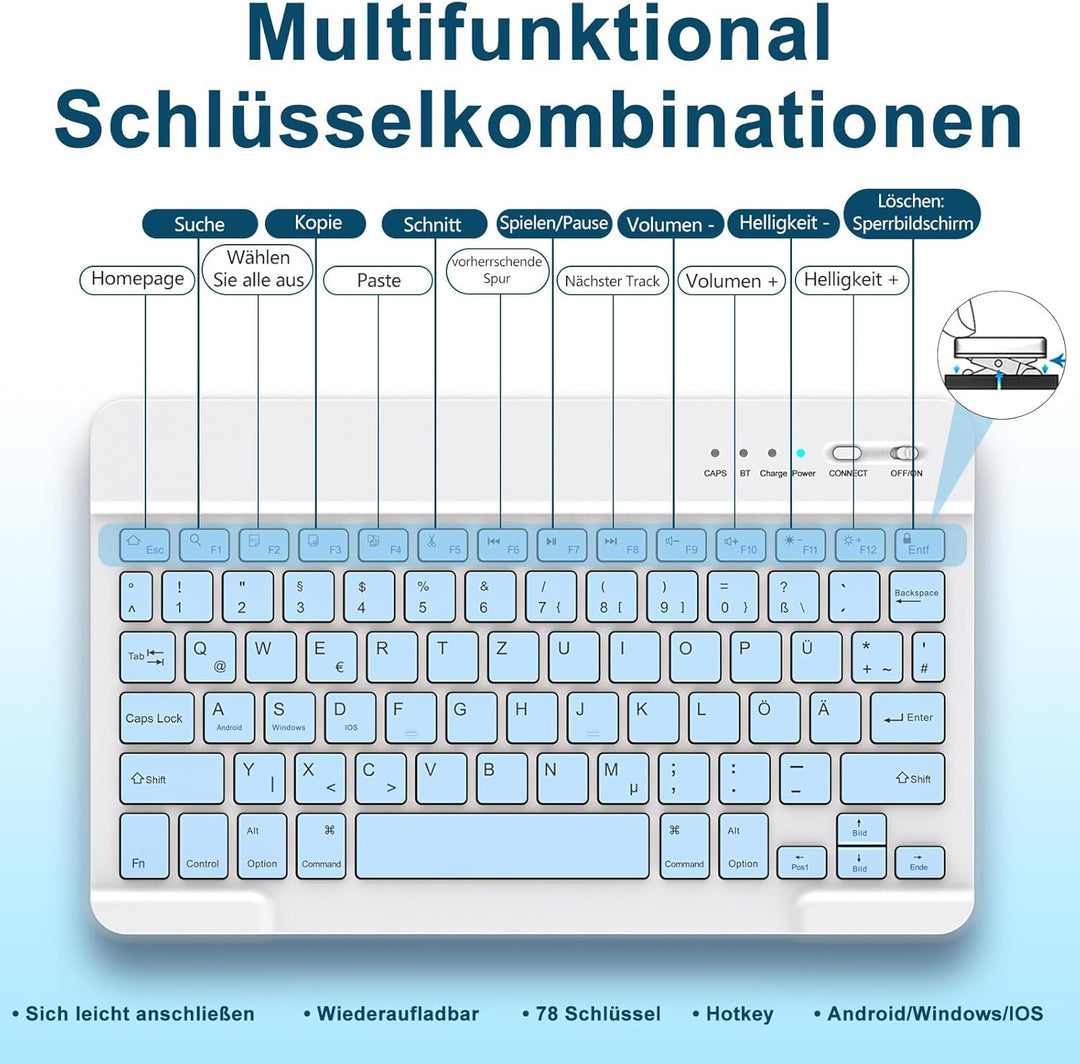 MMK Hülle mit Tastatur für iPad 10 Generation 2022(11/10.9 Zoll)/A16 11 Generation 2025, Abnehmbare