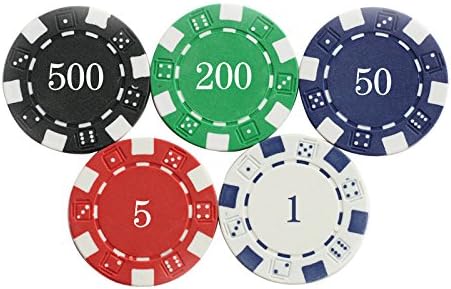 Pokerkoffer 300 Chips Poker-Chips Set mit Würfeln, 2 Kartendecks, 5 Würfel, Händler, Pokerset mit Al