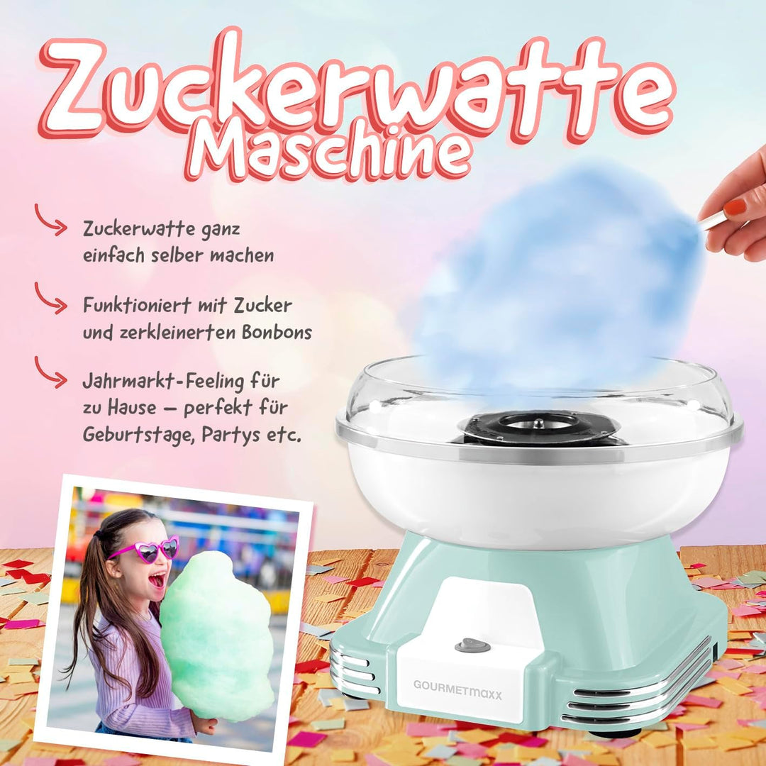 GOURMETmaxx Zuckerwattemaschine für Zuhause | Mit Zubehör für Cotton Candy, Candy Floss Maschine Set