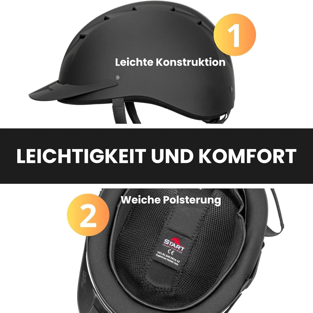 Start Dynamic Reithelm Damen, Reithelm Kinder Mädchen 52-58, Reithelm Herren für Reiter, Reitkappe D