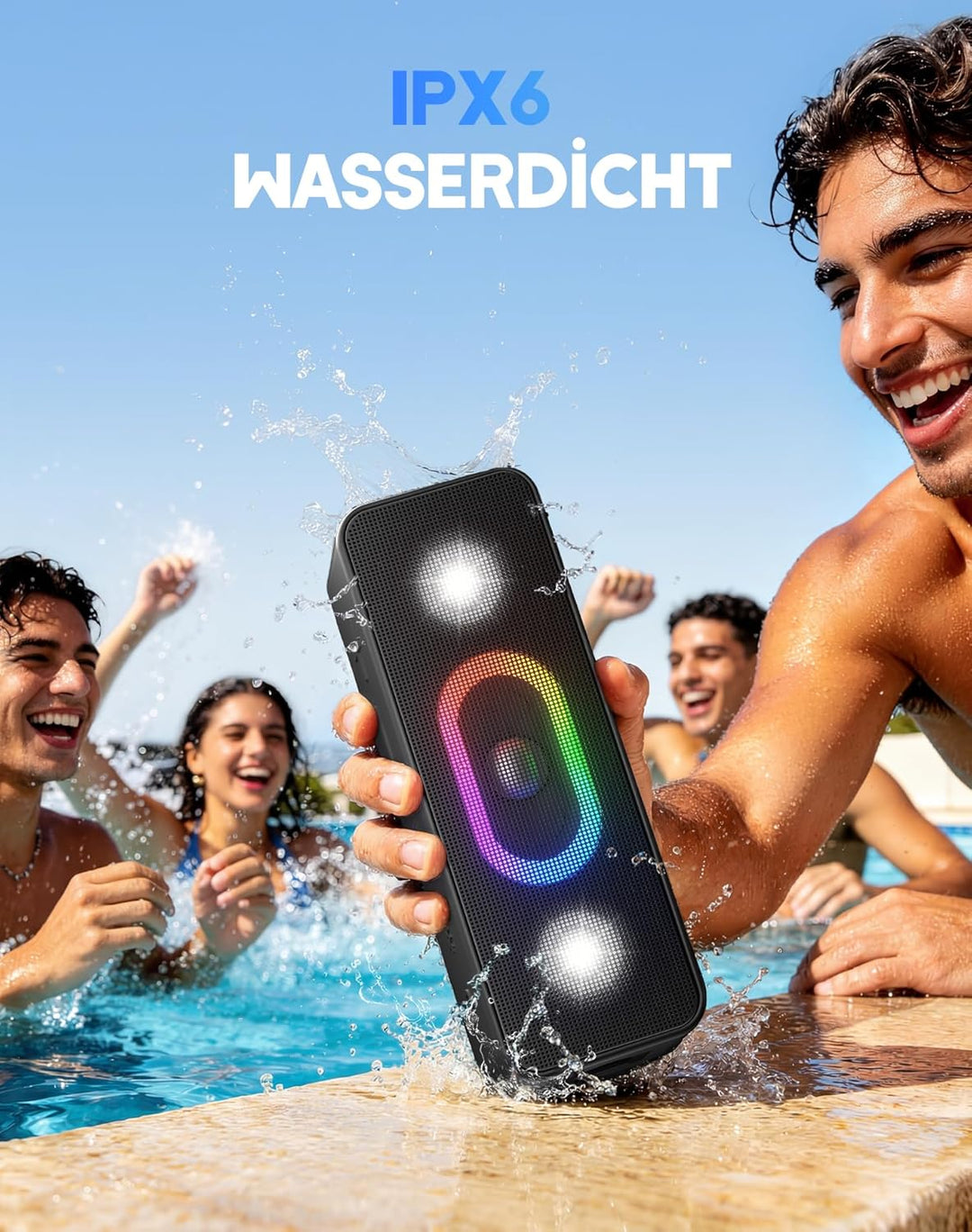 OHAYO tragbarer Bluetooth-Lautsprecher: 24 Stunden Spielzeit, IPX6 wasserdicht, 24 W Stereoklang, 5
