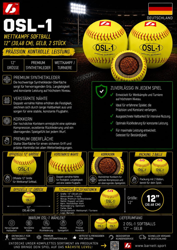 BARNETT OSL-1 Softball Ball Wettkampf, 12&