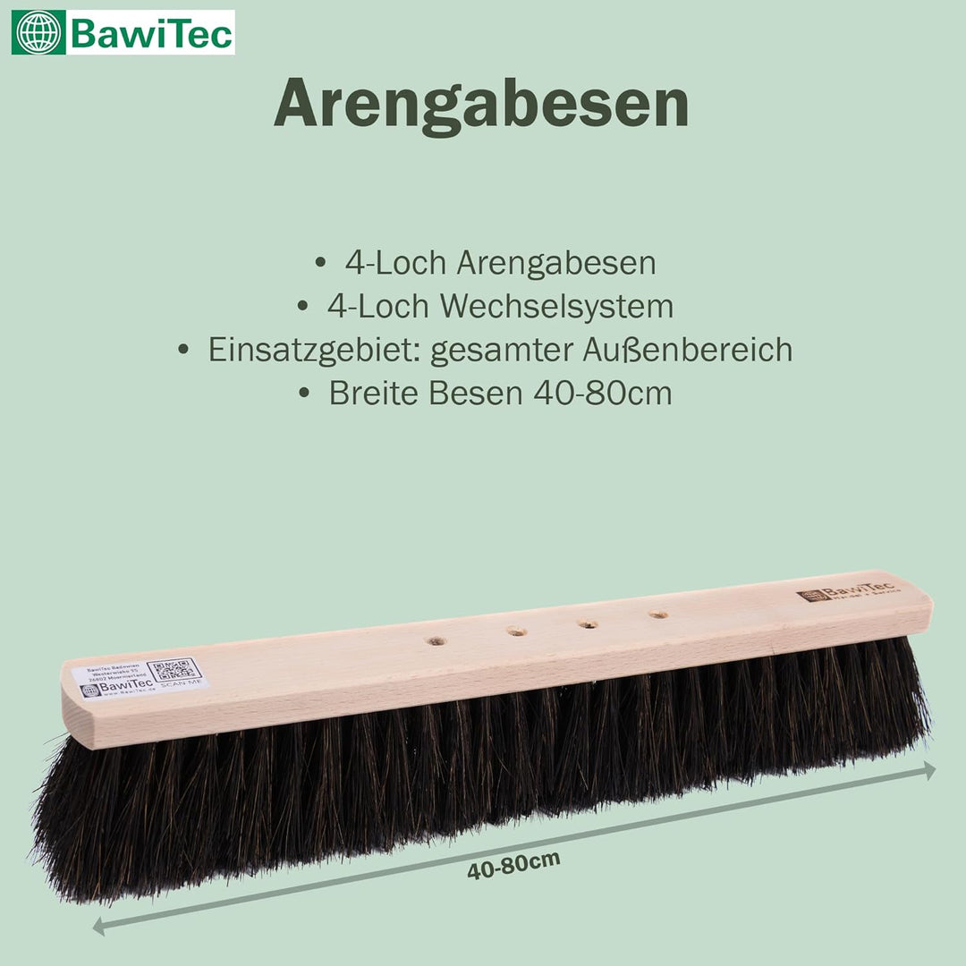 BawiTec Echt Arengabesen Breite 50cm 4-Loch Wechselsystem mit Stiel Länge 145cm nass- öl-beständig A