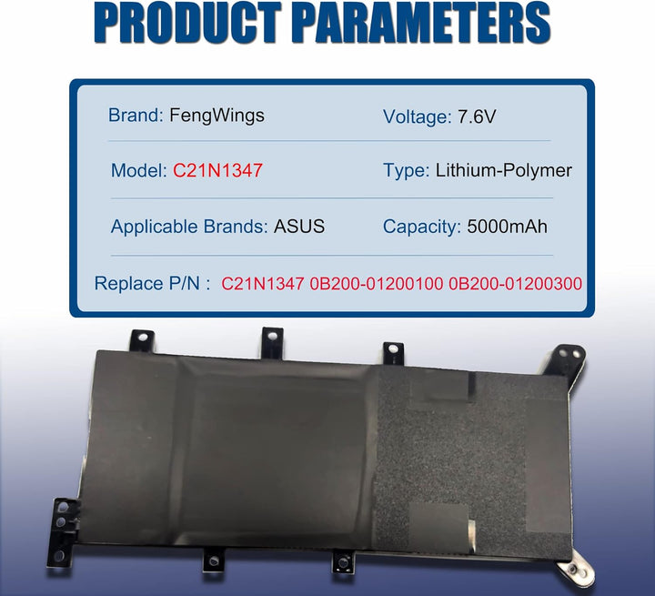 FengWings® C21N1347 Akku, 7.6V 5000mAh Ersetzen Für Asus A555 A555L F555 F555LD F555LJ K555 K555L K5
