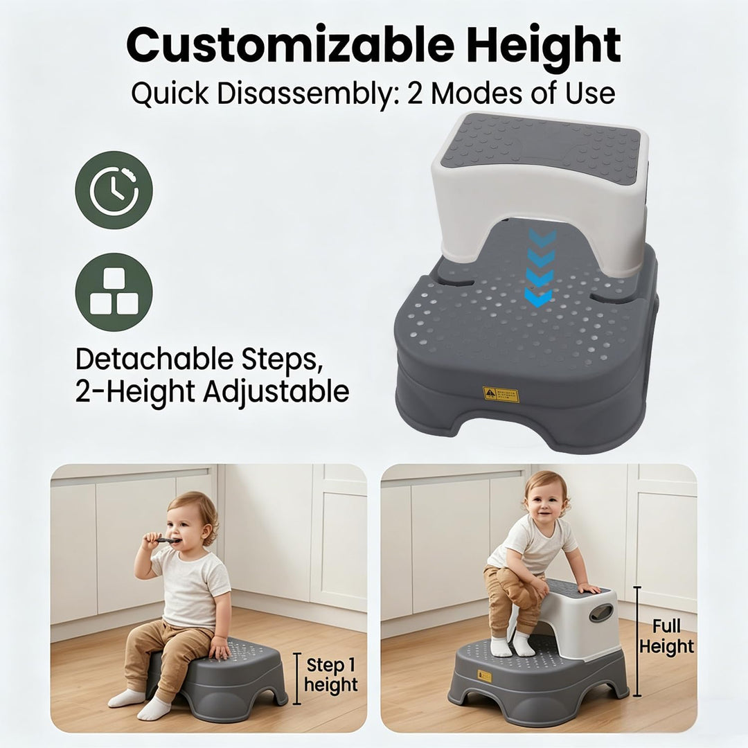 Pilipane Tritthocker Kinder 2 Stufen, Hocker Kinder Bad, Kinderhocker Badezimmer mit rutschfest Füss