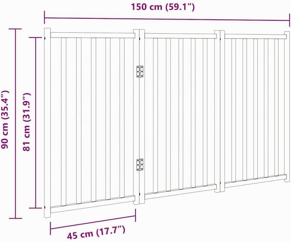vidaXL Hundetor 3-TLG., Hundegitter Faltbar Pflegeleicht, Schutzgitter für Wohnzimmer Küche Treppe,