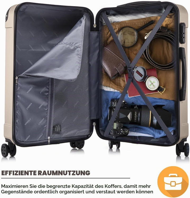 Trolley Koffer Suitcase, Reisekoffer, Rollkoffer Handgepäck, Hartschalenreisekoffer mit 4 Rollen 360