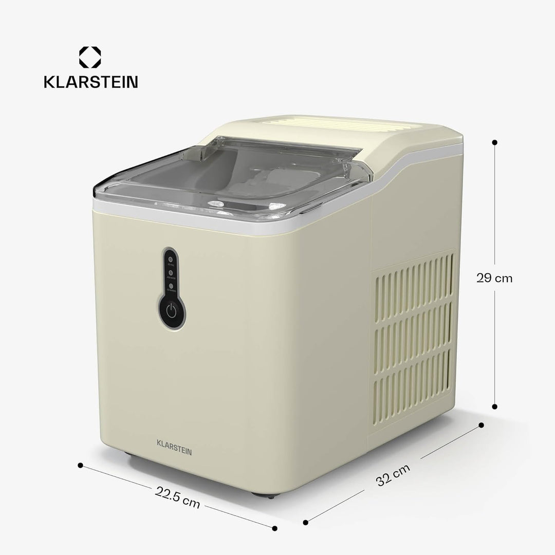 Klarstein Eiswürfelmaschine Klein - 12 kg/24 h, 8 Min Zyklus, 1,5 L Wassertank, LED-Anzeigen, Tragba