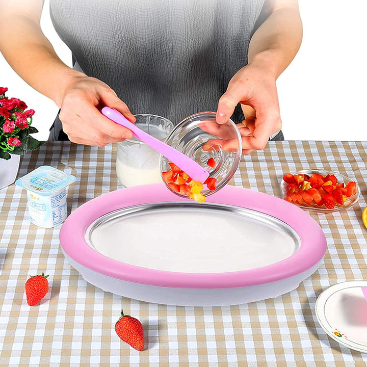 EUROXANTY Eis-Grillplatte | Eis-Gerät | Spiegeleis | Kühlplatte | Handwerk Eis | Inklusive 2 Schaufe