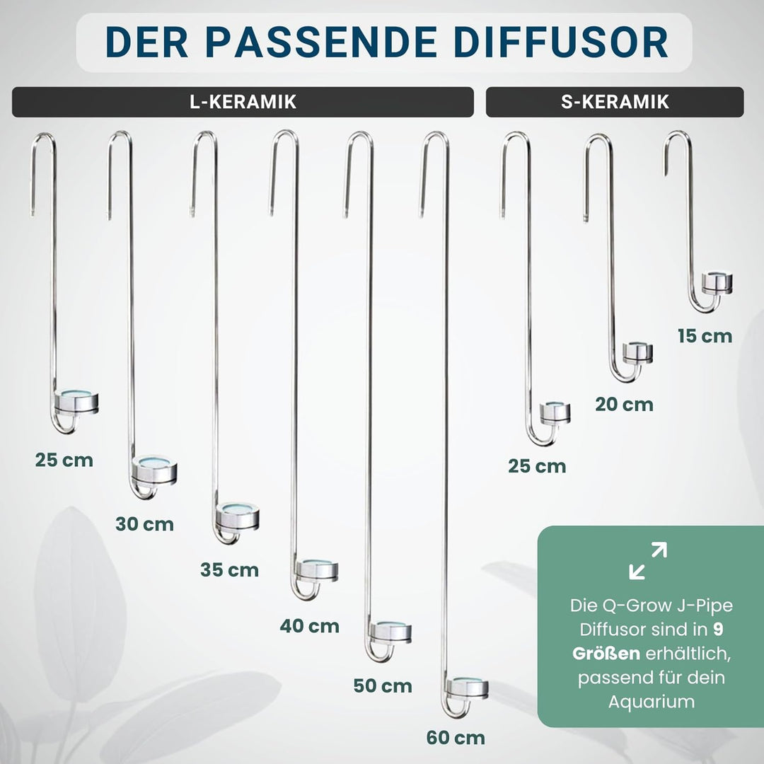 Q-Grow CO2 Diffusor Aquarium aus Edelstahl, mit wechselbarer Keramikscheibe, inkl. 2m Schlauch - 50c