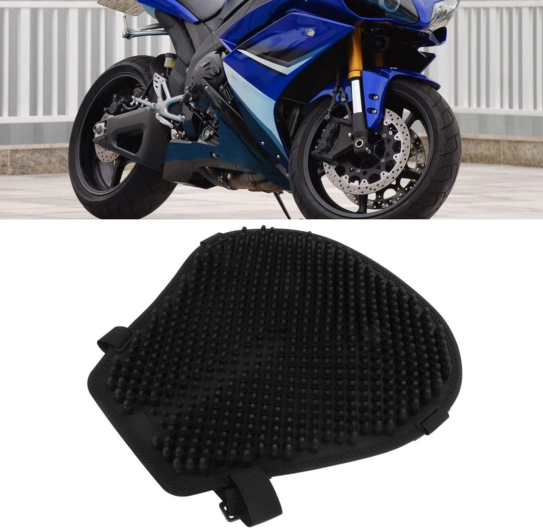 Motorrad-Gel-Sitzkissen, Universelle Abkühlung, Stossdämpfung, Druckentlastung, Schwarzer Sitzbezug