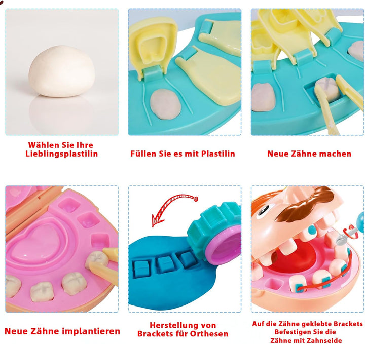 Knete Zubehör Zahnarzt Spielzeug, Knetwerkzeug KneteSet Dentist Rollenspiel knete ab 3 Jahre,Knetmas