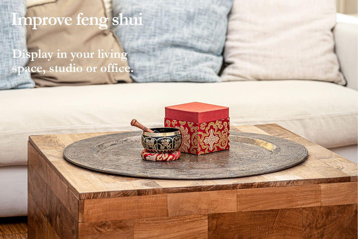 Sonic Energy Ornamental Singing Bowl – Geschenke Set, 400g Klangschale – Meditation, Deko, Yoga – in