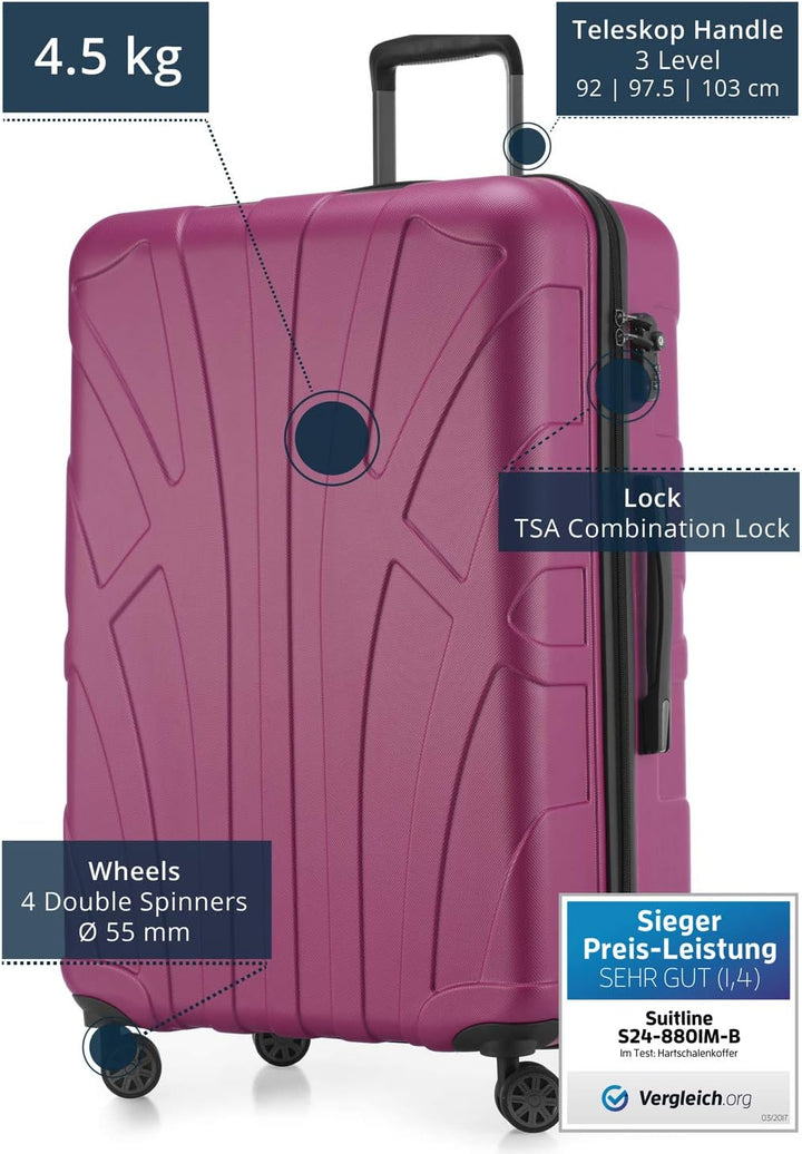 Suitline grosser Hartschalen-Koffer Koffer Trolley Rollkoffer XL Reisekoffer, TSA, 76 cm, ca. 96-110