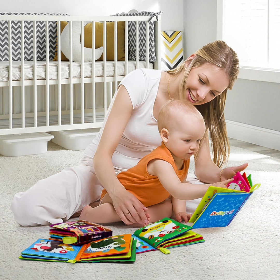 Dr.Rapeti 6 Stück Stoffbuch für Babys, Baby Soft Tuchbuch, Baby Pädagogisches Spielzeug, Early Learn