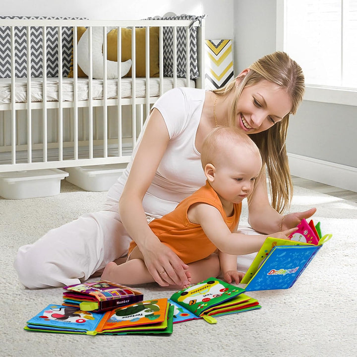 Dr.Rapeti 6 Stück Stoffbuch für Babys, Baby Soft Tuchbuch, Baby Pädagogisches Spielzeug, Early Learn