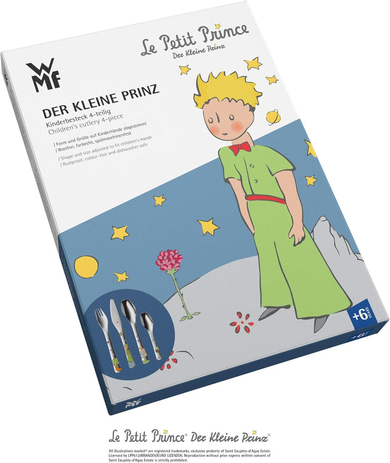 WMF Der kleine Prinz Kinderbesteck Set 4-teilig, Kinderbesteck Edelstahl, Besteck Kinder ab 6 Jahre,