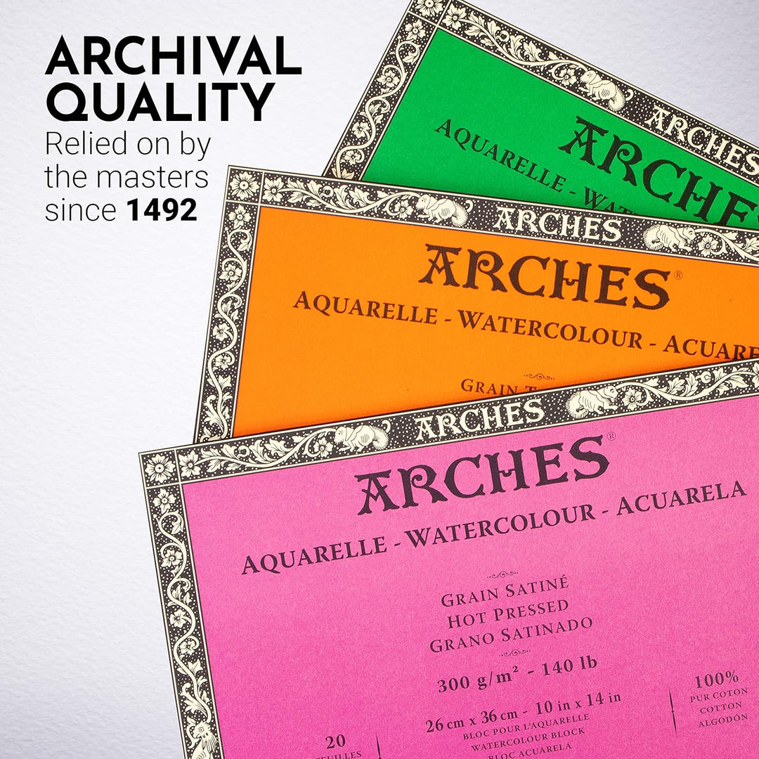 Arches Aquarellblock, Holz, weiss, 36 x 26 x 1 cm, 20 rau 36 x 26 x 1 cm, rau 36 x 26 x 1 cm