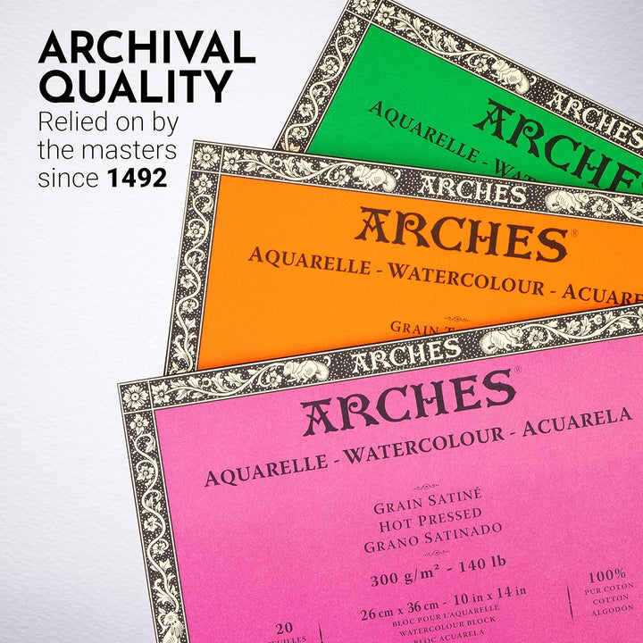 Arches Aquarellblock, Holz, weiss, 36 x 26 x 1 cm, 20 rau 36 x 26 x 1 cm, rau 36 x 26 x 1 cm