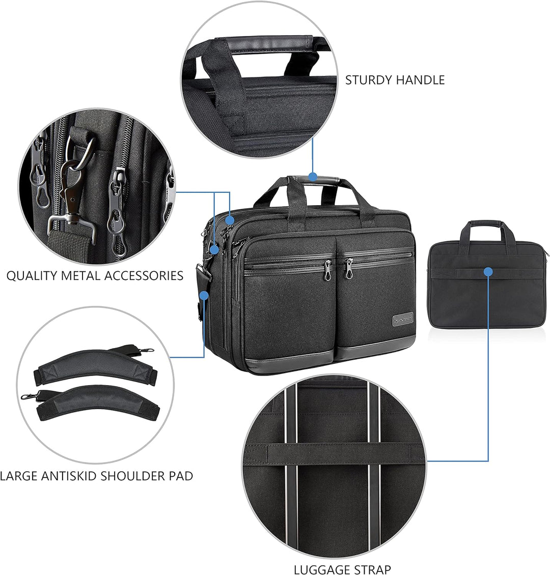 KROSER Laptoptasche Stilvolle Schultertasche Passt bis zu 17,3 Zoll Aktentasche Erweiterbare Wasserd