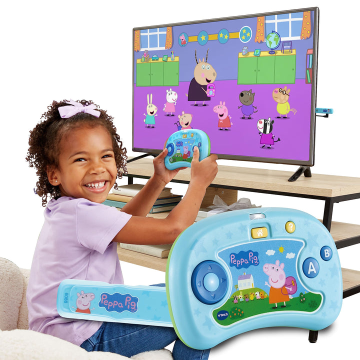 VTech ABC Smile TV - Peppa Pig Lernkonsole – Kabellose Spielkonsole mit HDMI-Stick für den Fernseher