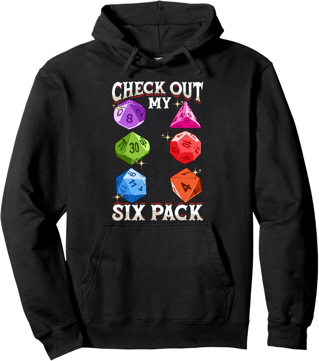 Check Out My Six Pack Funny Gaming Dice Pun Pullover Hoodie