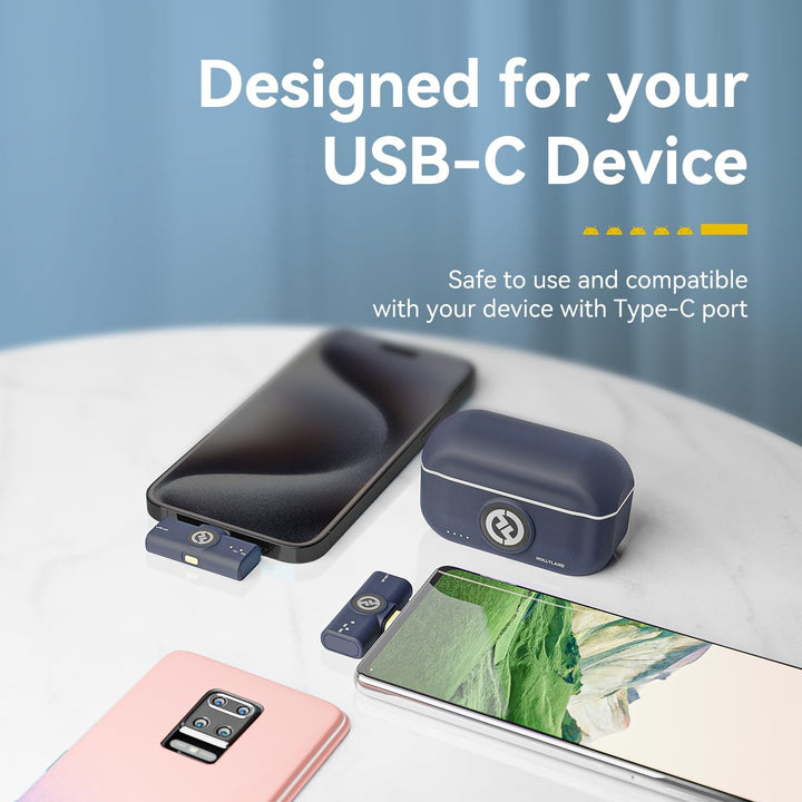 Hollyland Lark M2 Wireless Lavalier Mikrofon USB C für Android Handy iPhone 15, 48kHz/24 bit Hi-Fi A