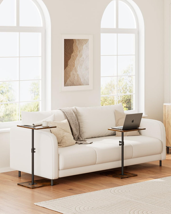 HEYZOEY Beistelltisch, C-Form Höhenverstellbar Sofatisch, 360°Rotierend Couchtisch Klein,40x30x(45-8
