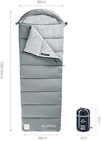 Naturehike Schlafsack mit Kapuze, 3-Jahreszeiten-Schlafsack, Leicht, Tragbar und Spleissbar, Gefüllt
