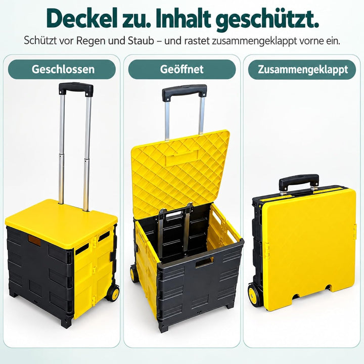 Rackit Einkaufstrolley klappbar mit Deckel – Shopping-Trolley bis 40 kg