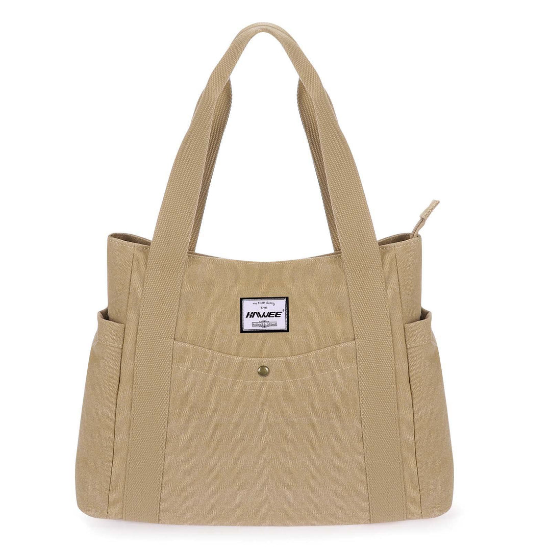HAWEE Canvas Damen Handtasche Shopper Tote Bag Grosse Schultertasche mit Reissverschluss Umhängetasc