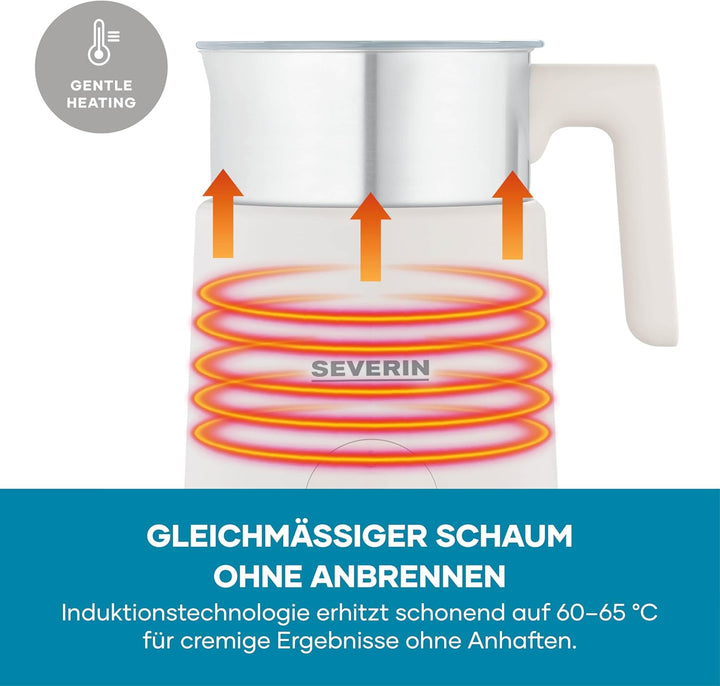 SEVERIN SPUMA Lite Design Induktions-Milchaufschäumer, elektrischer Milchschäumer mit Edelstahl-Milc