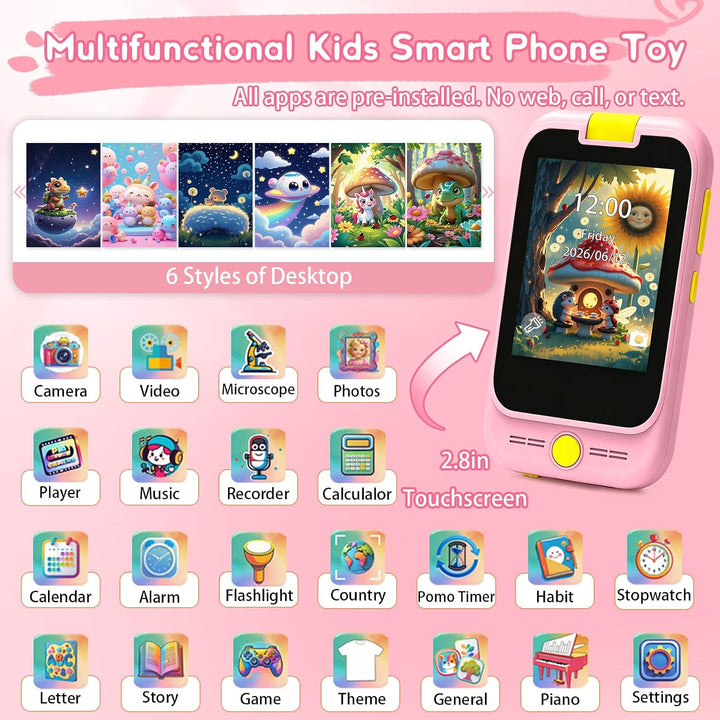 Kinder Handy Spielzeug für Mädchen, Einhorn Kinderhandy 3 4 5 6 7 8 Jahre, Kinder Smartphone Kamera