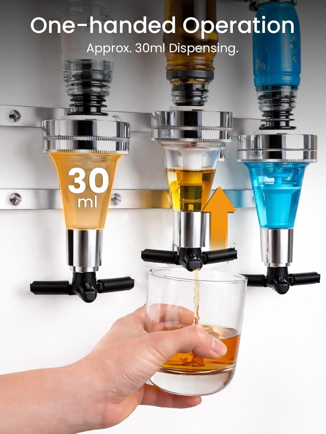 6-Fach Wandmontierter Schnapsspender 30 ml, Aluminiumlegierung Bar Butler Flaschenhalter, Höhenverst