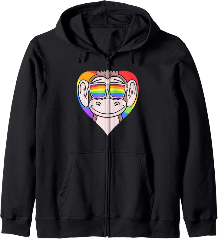 LGBT Supporter - Monkey Rainbow Gay Pride - LGBT Herz Kapuzenjacke